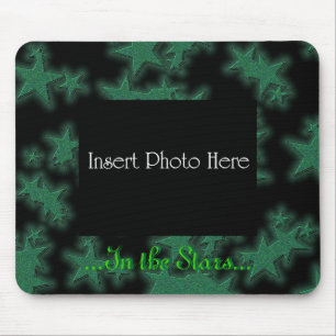 In The Stars Green Star Pattern Frame Mouse Pad