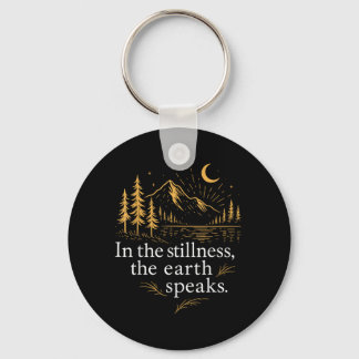 In The Stillness The Earth Speaks Mountain Graphic Key Ring
