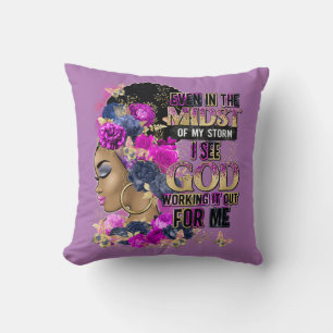 In The Storm Queen Black Melanin Woman Brown Skin Cushion