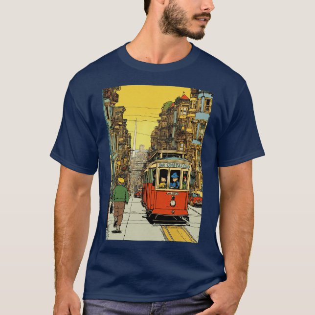 in the style of Tin-Tin comics, vibrant colours T-Shirt (Front)