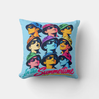 In the Summertime Colorful Pop Art Accent Cushion