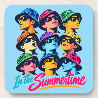 In the Summertime Colorful Pop Art Coasters