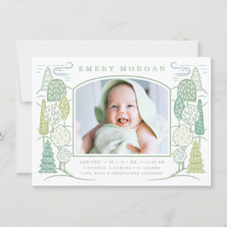 In The Tree Top Birth Announcement Green