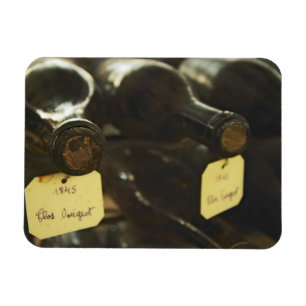 In the underground wine cellar: lying bottles in magnet