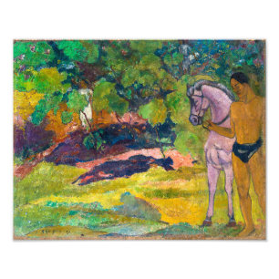 In the Vanilla Grove, Man and Horse Gauguin Photo Print