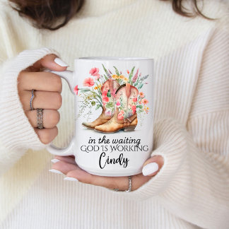 In the Waiting God is Working | Personalised Name Coffee Mug