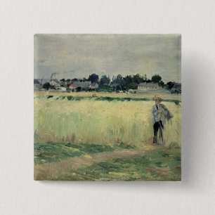 In the Wheatfield at Gennevilliers, 1875 15 Cm Square Badge