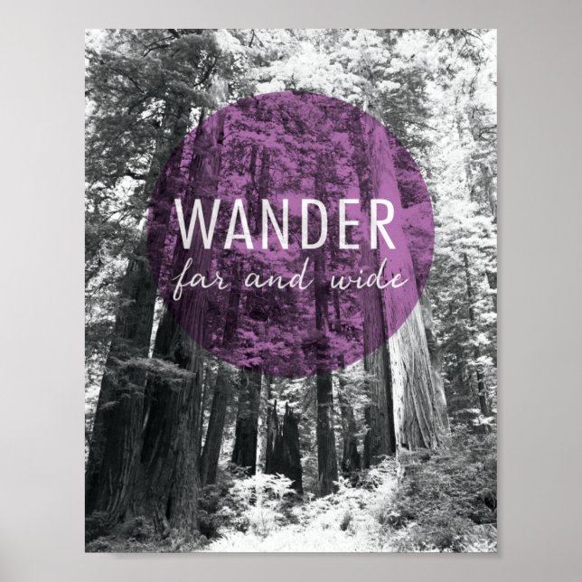 In The Woods | Wander Far and Wide Quote Poster (Front)