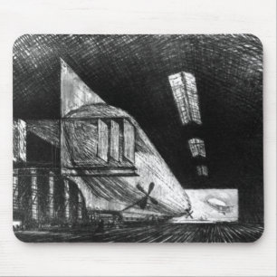 In the Zeppelin Shed, Leipzig - Joseph Pennell Mouse Pad