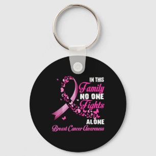 In This Family Fight Alone - Breast Cancer Support Key Ring