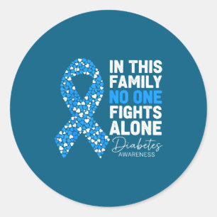 In This Family Fight Alone Diabetes Awareness Classic Round Sticker