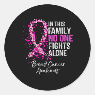In This Family Fights Alone Breast Cancer Awarenes Classic Round Sticker