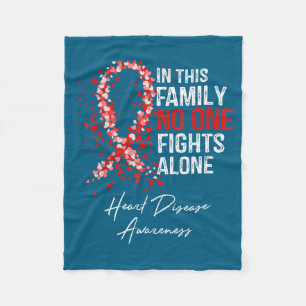 In This Family Fights Alone Heart Disease Awarenes Fleece Blanket