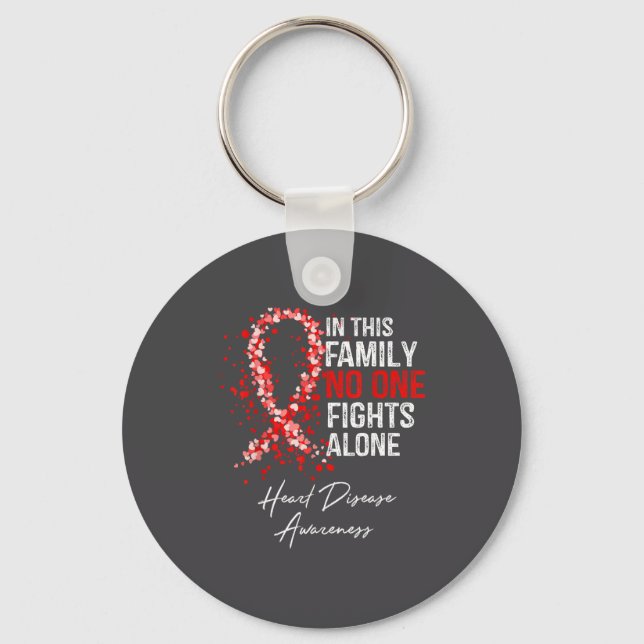 In This Family Fights Alone Heart Disease Awarenes Key Ring (Front)