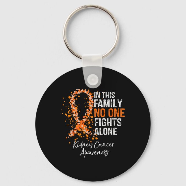 In This Family Fights Alone Shirt Kidney Cancer  Key Ring (Front)