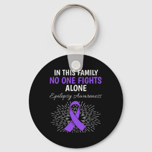 In This Family No Epilepsy Awareness Purple Ribbon Key Ring