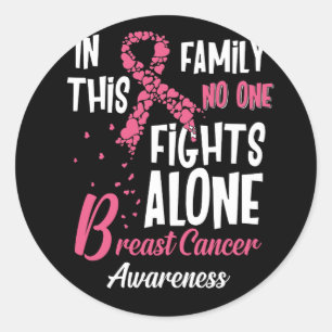 In This Family No On Fights Alone Breast Cancer Classic Round Sticker