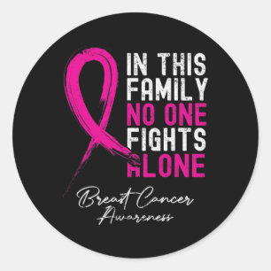 In This Family Nobody Fight Alone Breast Cancer Aw Classic Round Sticker