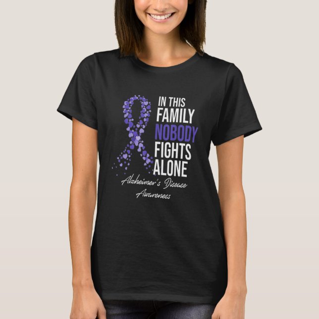 In This Family Nobody Fights Alone Alzheimer Brain T-Shirt (Front)