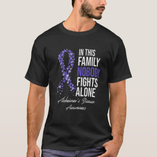 In This Family Nobody Fights Alone Alzheimer Brain T-Shirt