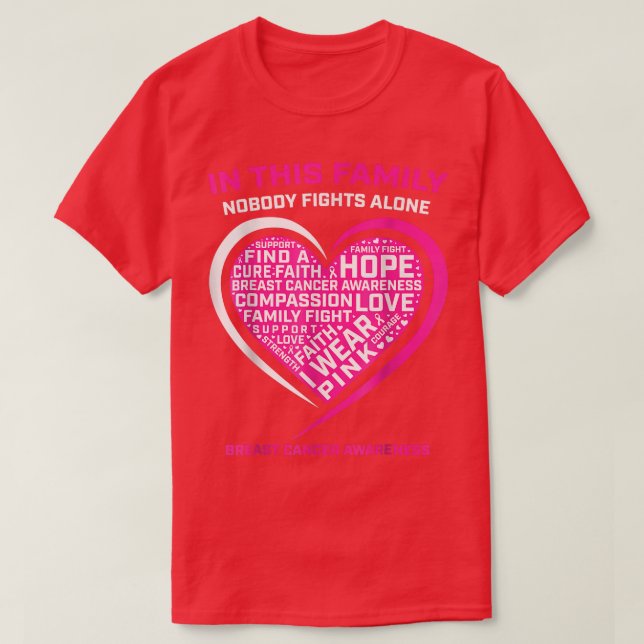 In This Family Nobody Fights Alone Breast Cancer A T-Shirt (Design Front)