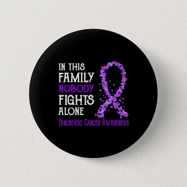 In This Family Nobody Fights Alone Pancreatic Canc 6 Cm Round Badge (Front)