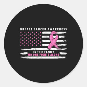 In This Family Nobody Fights Alone Pink Ribbon Bre Classic Round Sticker