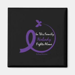 In This Family Nobody Fights Alone Purple Epilepsy Magnet