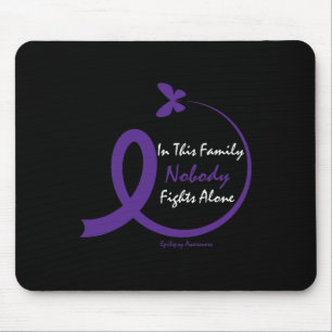 In This Family Nobody Fights Alone Purple Epilepsy Mouse Pad