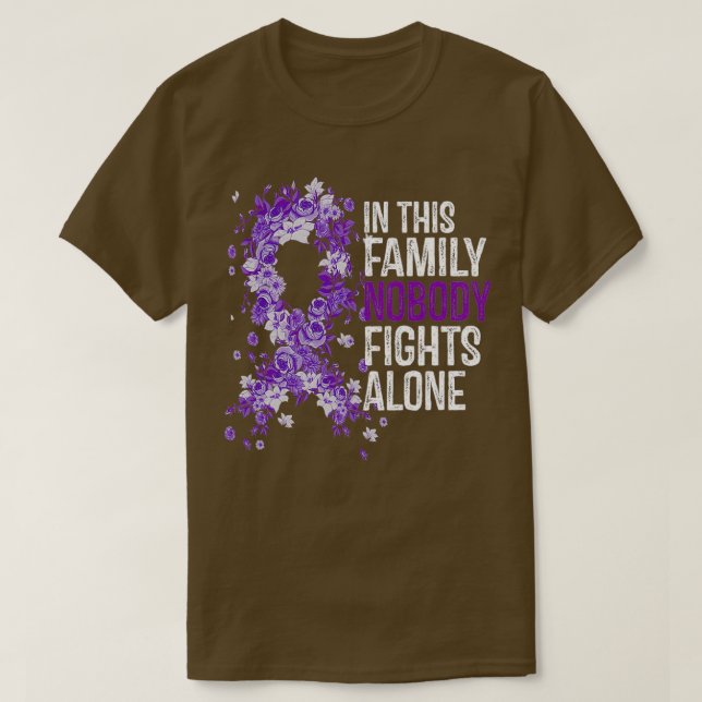 In This Family Nobody Fights Alone Purple Ribbon C T-Shirt (Design Front)