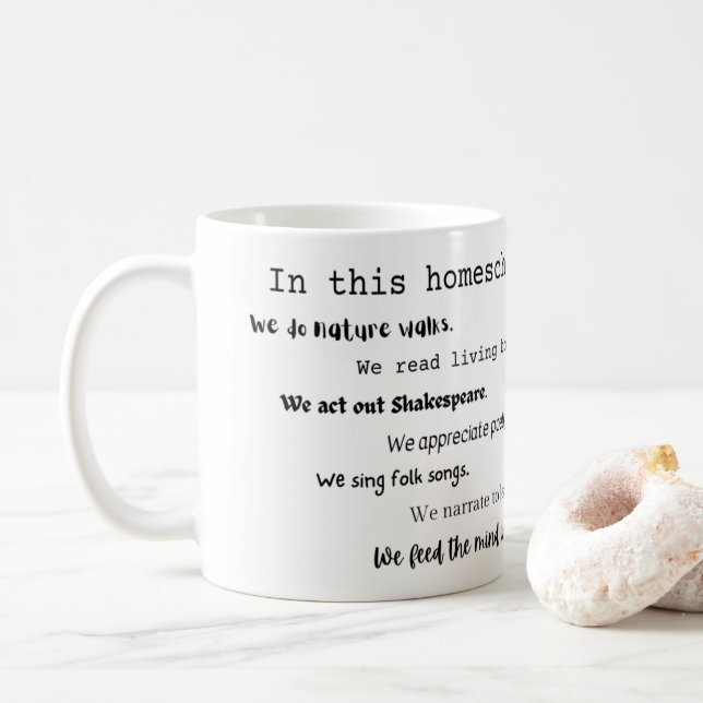 "In this Homeschool" Charlotte Mason mug (With Donut)