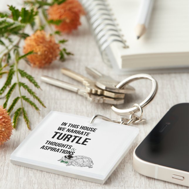 IN THIS HOUSE Funny TURTLE lovers quote Key Ring (Front Right)