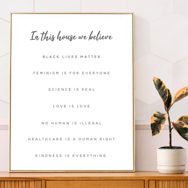 In this House we Believe | Modern Minimalist White Poster (Creator Uploaded)