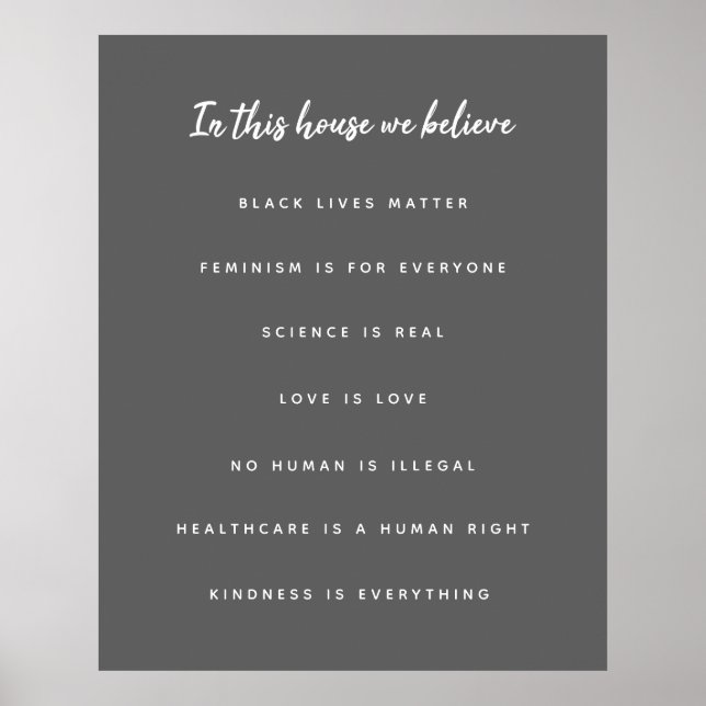 In this House we Believe | Modern Stylish Beliefs Poster (Front)