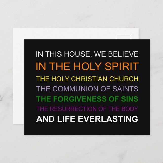 In this house, we believe postcard (Front/Back)