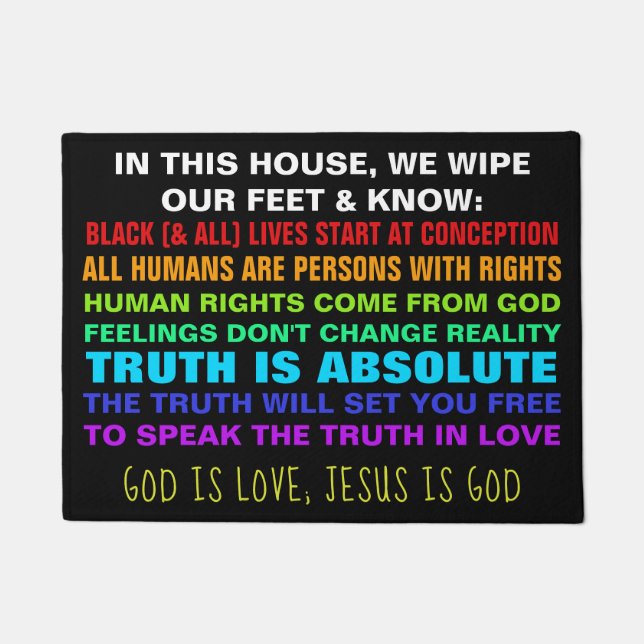 In This House We Know God is Love Door Mat (Front)