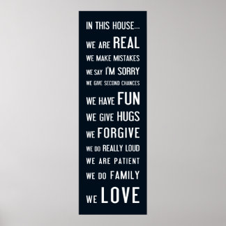 In this house... we love, poster dark blue