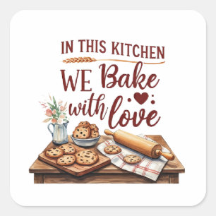In This Kitchen We Bake With Love – Cookies Square Sticker