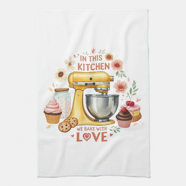 In This Kitchen We Bake With Love Tea Towel (Vertical)