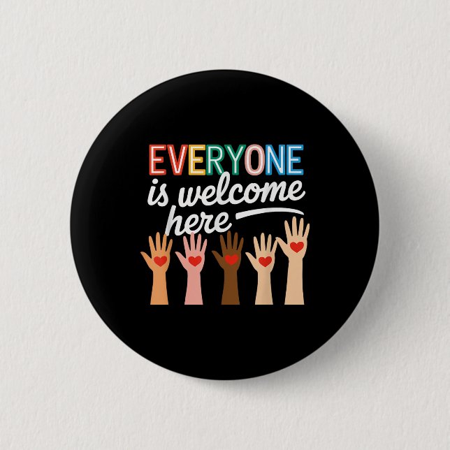 In This Room Everyone Is Welcome Here Teacher Stud 6 Cm Round Badge (Front)