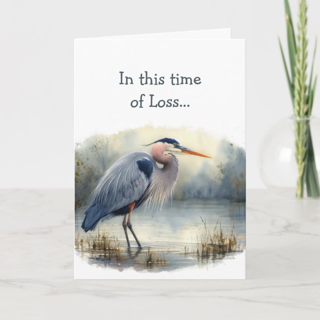 In this Time of Loss, Scripture Comfort Heron Bird Card (Front)