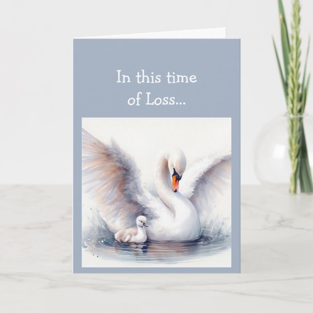 In this Time of Loss, Scripture Comfort Swan Card (Front)