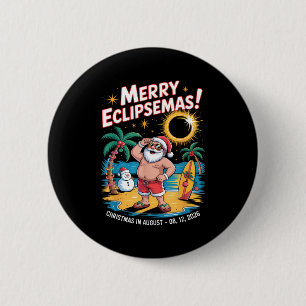 In Total Solar Eclipse Santa Christmas 6 Cm Round Badge