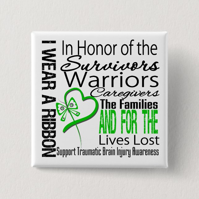 In Tribute Collage Traumatic Brain Injury 15 Cm Square Badge (Front)