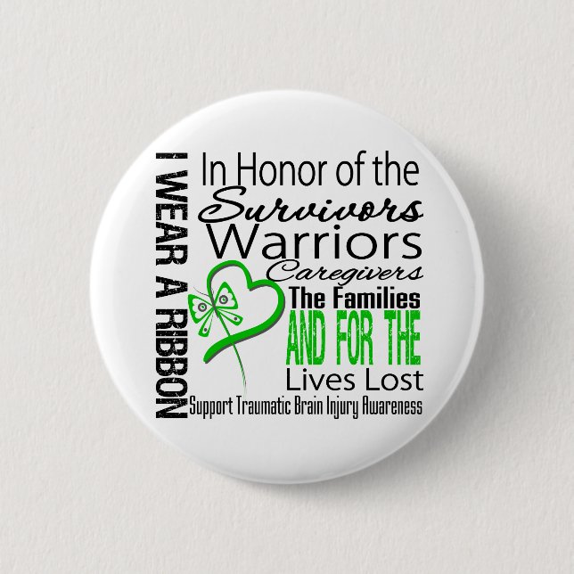 In Tribute Collage Traumatic Brain Injury 6 Cm Round Badge (Front)