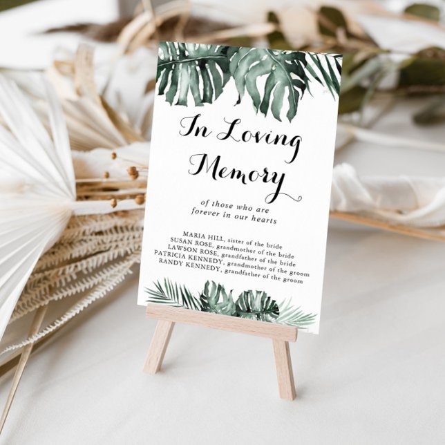 In Tropical Greenery White Floral Loving Memory  Poster (Creator Uploaded)