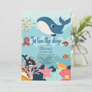 In two the deep, underwater 2nd birthday  invitation
