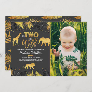 In Two The Wild Birthday Invitation Jungle Animals