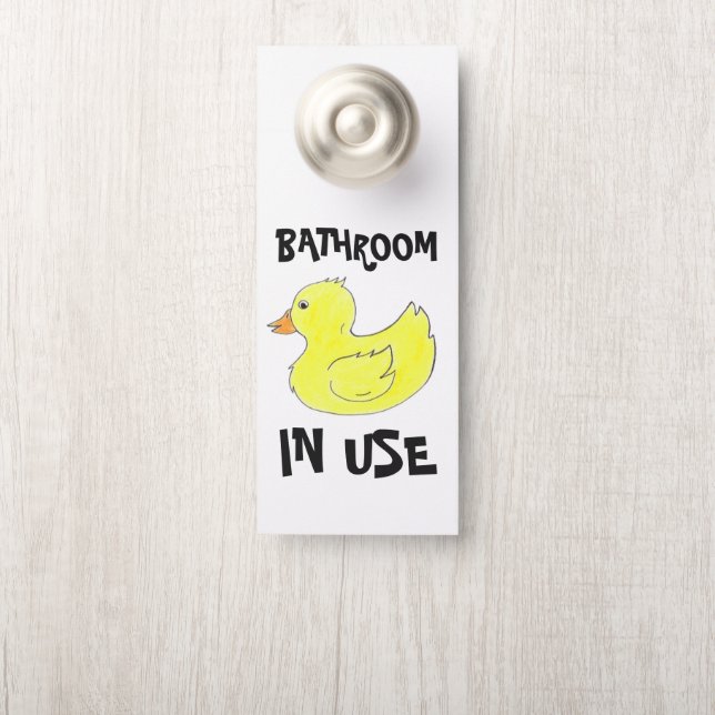 In Use / Vacant Yellow Rubber Ducky Bathroom Door Door Hanger (On Knob)