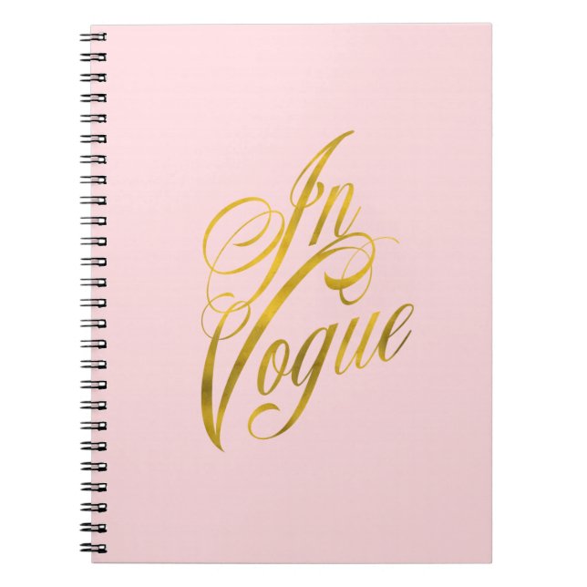 In Vogue Quote Faux Gold Foil Metallic Fashion Notebook (Front)